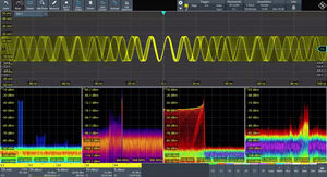 L'oscilloscopio R&S MXO 5 può calcolare ben 450.000 FFT al secondo e visualizzare quattro spettri del segnale indipendenti